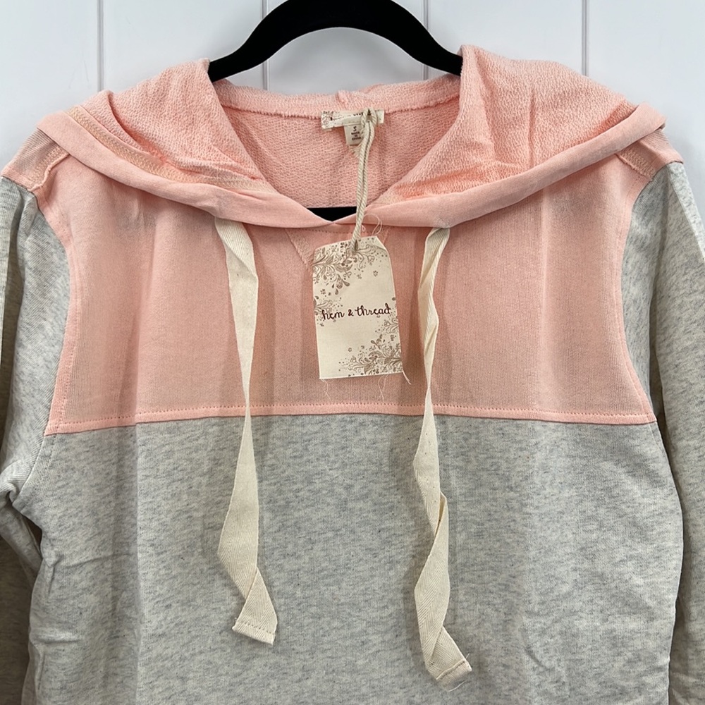 🆕Hem & Thread Sweatshirt Hoodie Sherbert & Gray Colorblock S,M & L Available - Picture 4 of 9